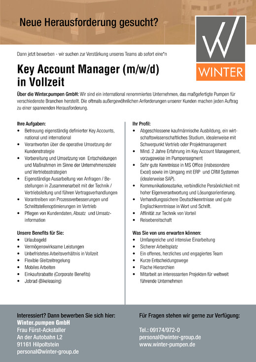 Stellenanzeige-Keyaccountmanager